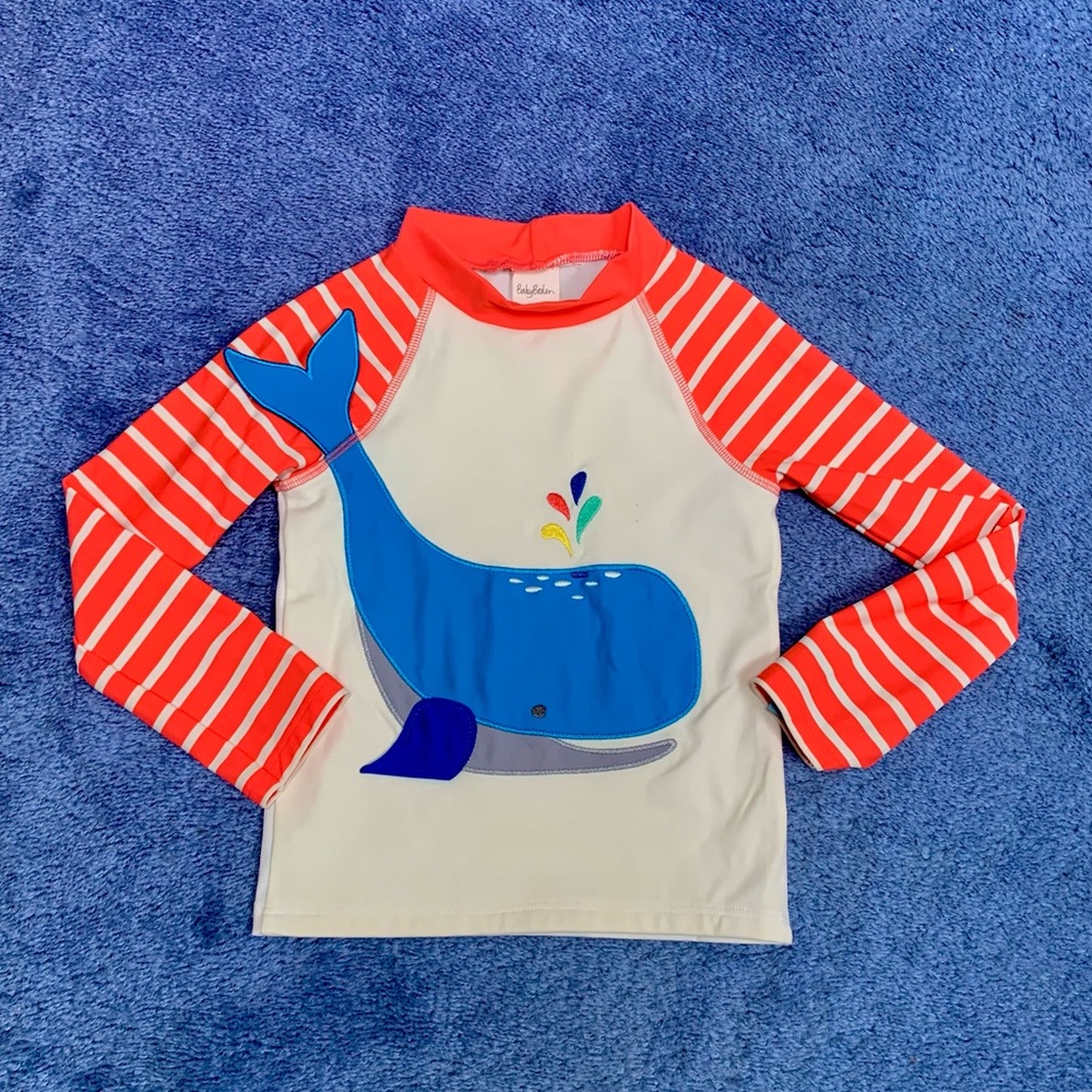 Baby Boden Long Sleeve Whale Rashguard UPF 40+ Size 3-4